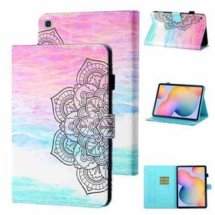 For Samsung Galaxy Tab S6 Lite P610/P615 Coloured Drawing Stitching Horizontal Flip Leather Case with Holder & Card Slot & Sleep / Wake-up Function(Colorful Mandala)