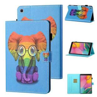 For Samsung Galaxy Tab A 8.0 (2019) T290/T295 Coloured Drawing Stitching Horizontal Flip Leather Case with Holder & Card Slot (Colorful Elephant)