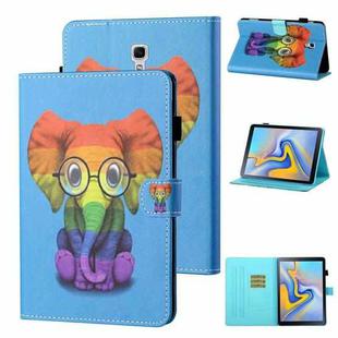 For Samsung Galaxy Tab A 10.5 T590/T595 Coloured Drawing Stitching Horizontal Flip Leather Case with Holder & Card Slot & Sleep / Wake-up Function(Colorful Elephant)