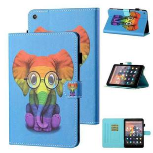 For Amazon Kindle Fire HD10 2015 / 2017 / 2019 Coloured Drawing Stitching Horizontal Flip Leather Case with Holder & Card Slot & Sleep / Wake-up Function(Colorful Elephant)