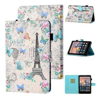 For Amazon Kindle Paperwhite 4 / 3 / 2 / 1 Coloured Drawing Stitching Horizontal Flip Leather Case with Holder & Card Slot & Sleep / Wake-up Function(Tower and Butterflies)