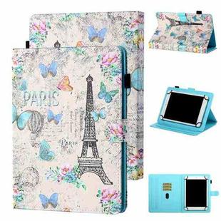 For 7 inch Tablet Universal Coloured Drawing Stitching Horizontal Flip Leather Case with Holder & Card Slot(Tower and Butterflies)