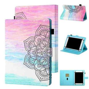 For 10 inch Tablet Universal Coloured Drawing Stitching Horizontal Flip Leather Case with Holder & Card Slot(Colorful Mandala)