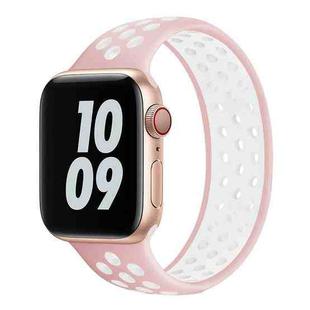Elastic Silicone Watch Band For Apple Watch Series 7 41mm / 6 & SE & 5 & 4 40mm / 3 & 2 & 1 38mm, Length:135mm(Light Pink White)