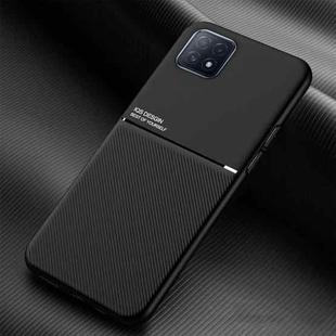 For OPPO Reno4 SE Classic Tilt Strip Grain Magnetic Shockproof PC + TPU Case(Black)