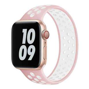 Elastic Silicone Watch Band For Apple Watch Series 7 45mm / 6 & SE & 5 & 4 44mm / 3 & 2 & 1 42mm, Length:150mm(Light Pink White)