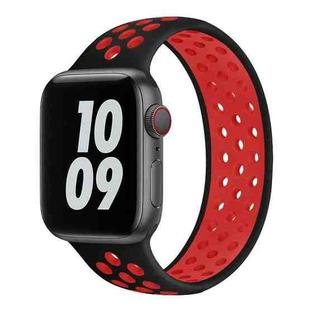 Elastic Silicone Watch Band For Apple Watch Apple Watch Ultra 49mm / Series 8&7 45mm / SE 2&6&SE&5&4 44mm / 3&2&1 42mm, Length:160mm(Black Red)
