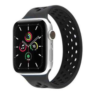 Elastic Silicone Watch Band For Apple Watch Series 8&7 41mm / SE 2&6&SE&5&4 40mm / 3&2&1 38mm, Length: 160mm(Black)