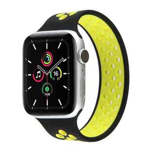 Elastic Silicone Watch Band For Apple Watch Series 7 41mm / 6 & SE & 5 & 4 40mm / 3 & 2 & 1 38mm, Length: 160mm(Black Yellow)