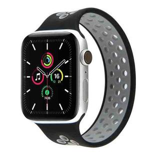 Elastic Silicone Watch Band For Apple Watch Series 7 41mm / 6 & SE & 5 & 4 40mm / 3 & 2 & 1 38mm, Length: 160mm(Black Grey)