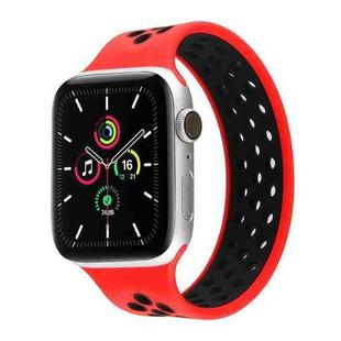 Elastic Silicone Watch Band For Apple Watch Series 7 41mm / 6 & SE & 5 & 4 40mm / 3 & 2 & 1 38mm, Length: 160mm(Red Black)