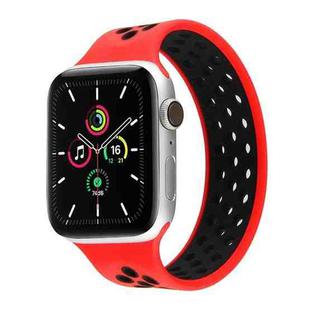 Elastic Silicone Watch Band For Apple Watch Apple Watch Ultra 49mm / Series 8&7 45mm / SE 2&6&SE&5&4 44mm / 3&2&1 42mm, Length: 170mm(Red Black)