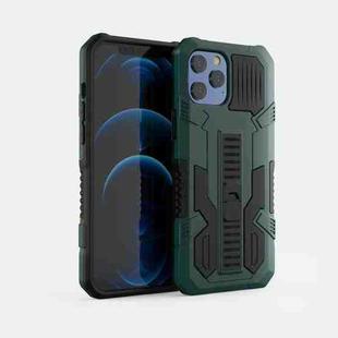 For iPhone 12 Pro Max Vanguard Warrior All Inclusive Double-color Shockproof TPU + PC Protective Case with Holder(Dark Green)