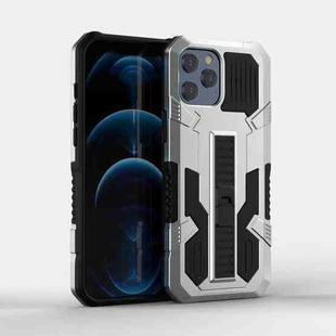 For iPhone 12 Pro Max Vanguard Warrior All Inclusive Double-color Shockproof TPU + PC Protective Case with Holder(Silver)
