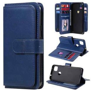 For Google Pixel 4a 4G Multifunctional Magnetic Copper Buckle Horizontal Flip Leather Case with Bracket & 10 Card Slots & Wallet & Photo Frame(Dark Blue)