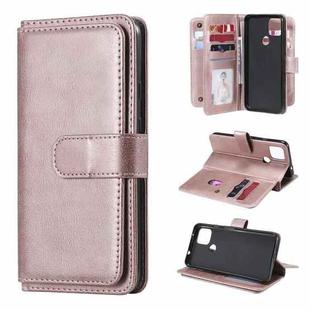 For Google Pixel 5 XL Multifunctional Magnetic Copper Buckle Horizontal Flip Leather Case with Bracket & 10 Card Slots & Wallet & Photo Frame(Rose Gold)