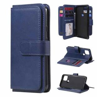 For Google Pixel 5 Multifunctional Magnetic Copper Buckle Horizontal Flip Leather Case with Bracket & 10 Card Slots & Wallet & Photo Frame(Dark Blue)