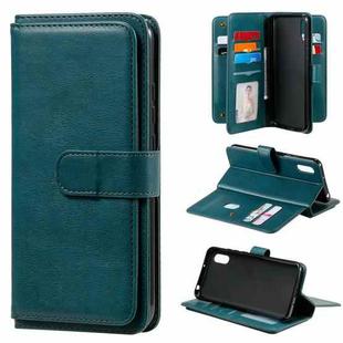 For Xiaomi Redmi 9A Multifunctional Magnetic Copper Buckle Horizontal Flip Leather Case with Bracket & 10 Card Slots & Wallet & Photo Frame(Dark Green)