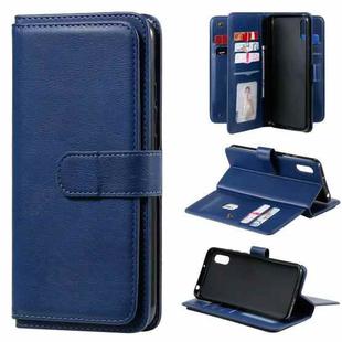 For Xiaomi Redmi 9A Multifunctional Magnetic Copper Buckle Horizontal Flip Leather Case with Bracket & 10 Card Slots & Wallet & Photo Frame(Dark Blue)