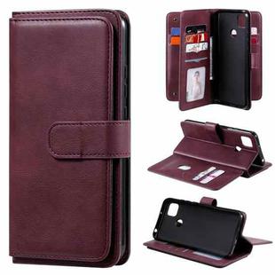For Xiaomi Redmi 9C Multifunctional Magnetic Copper Buckle Horizontal Flip Leather Case with Bracket & 10 Card Slots & Wallet & Photo Frame(Wine Red)