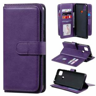 For Xiaomi Redmi 9C Multifunctional Magnetic Copper Buckle Horizontal Flip Leather Case with Bracket & 10 Card Slots & Wallet & Photo Frame(Purple)