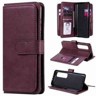 For Xiaomi Mi 10 Ultra Multifunctional Magnetic Copper Buckle Horizontal Flip Leather Case with Bracket & 10 Card Slots & Wallet & Photo Frame(Wine Red)