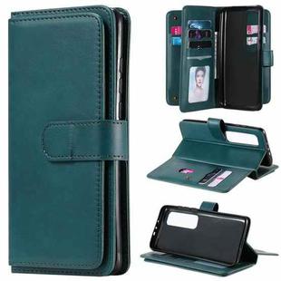 For Xiaomi Mi 10 Ultra Multifunctional Magnetic Copper Buckle Horizontal Flip Leather Case with Bracket & 10 Card Slots & Wallet & Photo Frame(Dark Green)