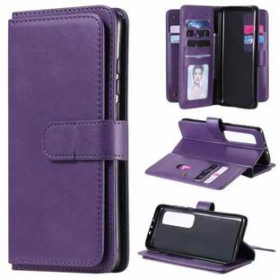 For Xiaomi Mi 10 Ultra Multifunctional Magnetic Copper Buckle Horizontal Flip Leather Case with Bracket & 10 Card Slots & Wallet & Photo Frame(Purple)