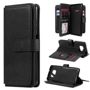 For Xiaomi Poco X3 NFC Multifunctional Magnetic Copper Buckle Horizontal Flip Leather Case with Bracket & 10 Card Slots & Wallet & Photo Frame(Black)