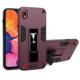 For Samsung Galaxy A10 2 in 1 PC + TPU Shockproof Protective Case with Invisible Holder(Wine Red)