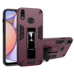 For Samsung Galaxy A10s 2 in 1 PC + TPU Shockproof Protective Case with Invisible Holder(Wine Red)