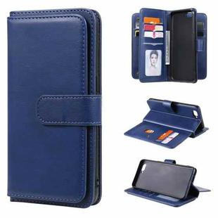 For OPPO A5 / A3s Multifunctional Magnetic Copper Buckle Horizontal Flip Solid Color Leather Case with 10 Card Slots & Wallet & Holder & Photo Frame(Dark Blue)