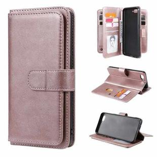 For OPPO A5 / A3s Multifunctional Magnetic Copper Buckle Horizontal Flip Solid Color Leather Case with 10 Card Slots & Wallet & Holder & Photo Frame(Rose Gold)