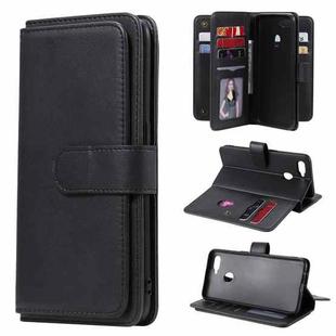 For OPPO A7 / A5s (AX5s) Multifunctional Magnetic Copper Buckle Horizontal Flip Solid Color Leather Case with 10 Card Slots & Wallet & Holder & Photo Frame(Black)