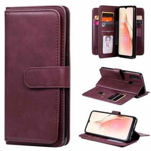 For OPPO A8 / A31 (2020) Multifunctional Magnetic Copper Buckle Horizontal Flip Solid Color Leather Case with 10 Card Slots & Wallet & Holder & Photo Frame(Wine Red)