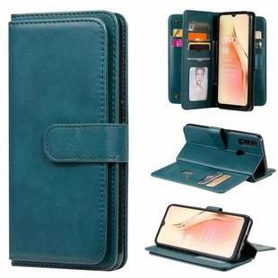 For OPPO A8 / A31 (2020) Multifunctional Magnetic Copper Buckle Horizontal Flip Solid Color Leather Case with 10 Card Slots & Wallet & Holder & Photo Frame(Dark Green)