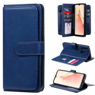 For OPPO A8 / A31 (2020) Multifunctional Magnetic Copper Buckle Horizontal Flip Solid Color Leather Case with 10 Card Slots & Wallet & Holder & Photo Frame(Dark Blue)