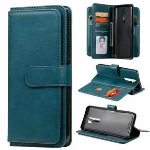 For OPPO A9 (2020) / A11x / A5 (2020) Multifunctional Magnetic Copper Buckle Horizontal Flip Solid Color Leather Case with 10 Card Slots & Wallet & Holder & Photo Frame(Dark Green)
