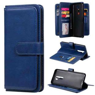 For OPPO A9 (2020) / A11x / A5 (2020) Multifunctional Magnetic Copper Buckle Horizontal Flip Solid Color Leather Case with 10 Card Slots & Wallet & Holder & Photo Frame(Dark Blue)