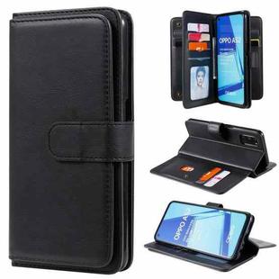 For OPPO A52 / A72 / A92 Multifunctional Magnetic Copper Buckle Horizontal Flip Solid Color Leather Case with 10 Card Slots & Wallet & Holder & Photo Frame(Black)