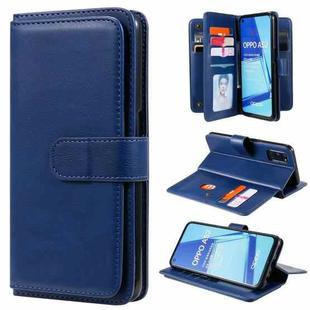 For OPPO A52 / A72 / A92 Multifunctional Magnetic Copper Buckle Horizontal Flip Solid Color Leather Case with 10 Card Slots & Wallet & Holder & Photo Frame(Dark Blue)