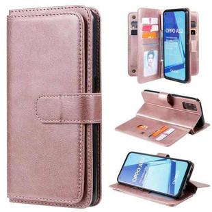 For OPPO A52 / A72 / A92 Multifunctional Magnetic Copper Buckle Horizontal Flip Solid Color Leather Case with 10 Card Slots & Wallet & Holder & Photo Frame(Rose Gold)