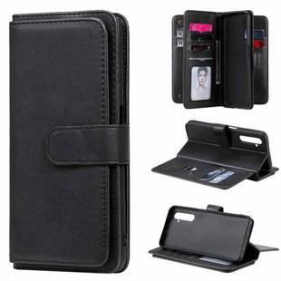 For OPPO Realme 6 Multifunctional Magnetic Copper Buckle Horizontal Flip Solid Color Leather Case with 10 Card Slots & Wallet & Holder & Photo Frame(Black)