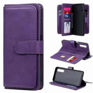 For OPPO Realme 6 Multifunctional Magnetic Copper Buckle Horizontal Flip Solid Color Leather Case with 10 Card Slots & Wallet & Holder & Photo Frame(Purple)