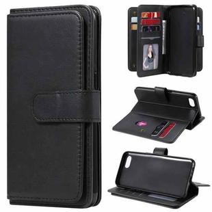 For OPPO A1k / Realme C2 Multifunctional Magnetic Copper Buckle Horizontal Flip Solid Color Leather Case with 10 Card Slots & Wallet & Holder & Photo Frame(Black)