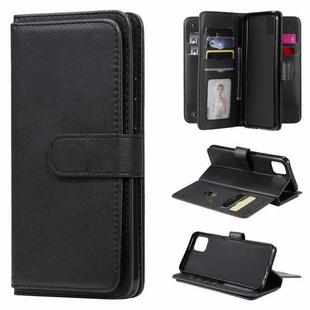 For OPPO Realme C11 Multifunctional Magnetic Copper Buckle Horizontal Flip Solid Color Leather Case with 10 Card Slots & Wallet & Holder & Photo Frame(Black)