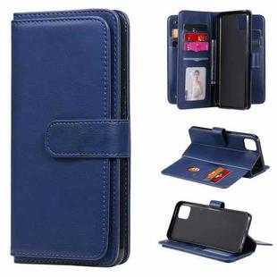 For OPPO Realme C11 Multifunctional Magnetic Copper Buckle Horizontal Flip Solid Color Leather Case with 10 Card Slots & Wallet & Holder & Photo Frame(Dark Blue)