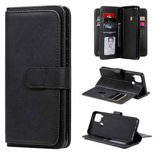 For OPPO Realme C15 Multifunctional Magnetic Copper Buckle Horizontal Flip Solid Color Leather Case with 10 Card Slots & Wallet & Holder & Photo Frame(Black)