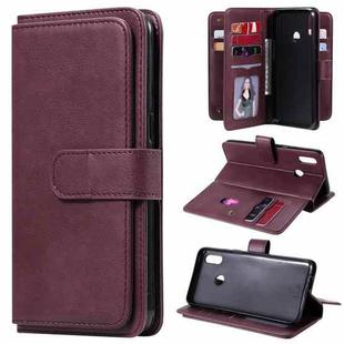 For OPPO Realme 3 / 3i Multifunctional Magnetic Copper Buckle Horizontal Flip Solid Color Leather Case with 10 Card Slots & Wallet & Holder & Photo Frame(Wine Red)