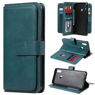 For OPPO Realme 3 / 3i Multifunctional Magnetic Copper Buckle Horizontal Flip Solid Color Leather Case with 10 Card Slots & Wallet & Holder & Photo Frame(Dark Green)